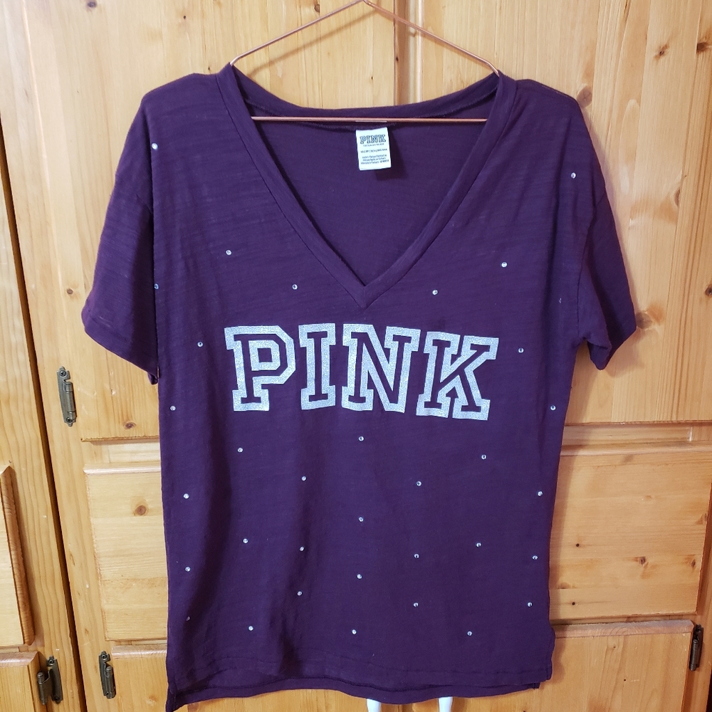 Pink Victoria Secret Glitter Logo Top